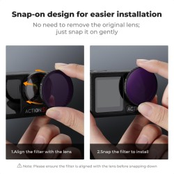 K&F Concept 4 Pack Push-in Fit ND/PL Filter Kit for DJI Osmo Action 3/4/5 Pro